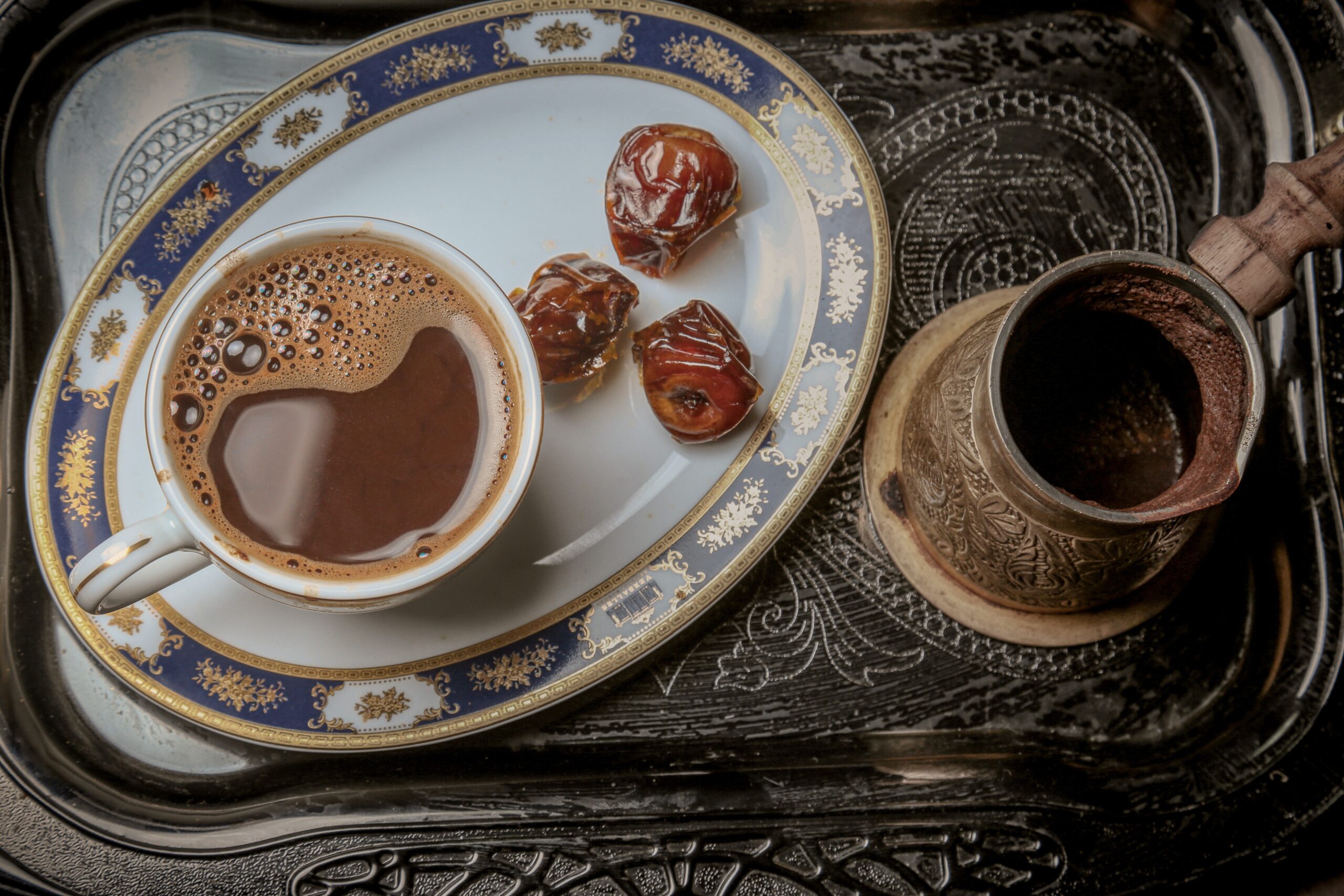 Traditional Style of Turkish Coffee With Dates